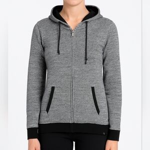 Volcom Womens Gray Two Toned Hoodie Full Zip Size M Skater 90s Casual Grunge